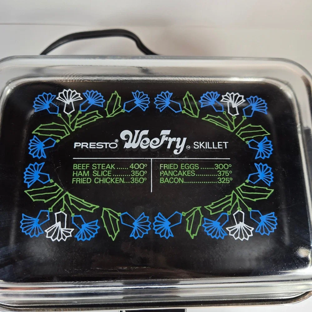 Vintage Presto WeeFry Electric Skillet 01/WFS1 Floral Glass Lid 650W USA Made